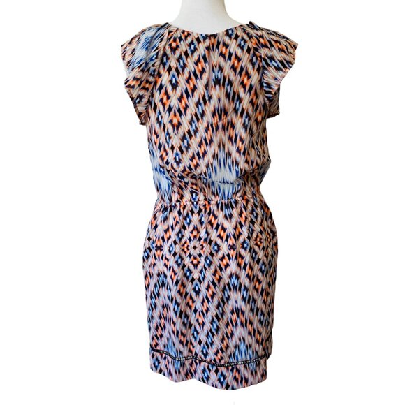 NEW Anthropologie Silk Dress Cocktail Sleeves Geometric Multi Size XS Greylin - Picture 4 of 15